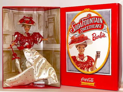 RARE 1 st in Series COCA-COLA BARBIE Doll w/Original Box: This is Limited Edition 1 st in Series Soda Fountain Sweetheart Coca-Cola BARBIE Doll in Original Box / This is a very cool cross collectible Barbie Doll that has never been removed from its original