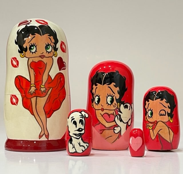 Rare BETTY BOOP Russian Matryoshka Nesting Dolls: Multiple Photos Posted
