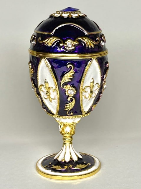 Faberge Inspired Russian Enameled & Jeweled Egg: This is a Stunning Russian Made Enameled & Jeweled Egg Trinket Jewelry Box with Vibrant Colors and amazing details /Multiple Photos Posted