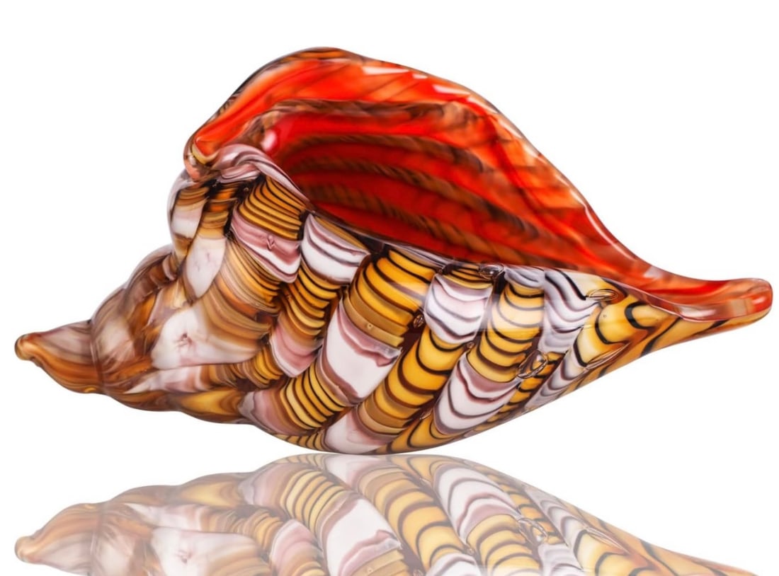 Gorgeous MURANO Art Glass Multi Color SEASHELL (1 of 2)