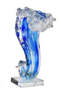 Awesome MURANO Art Glass 12 Inch Pacific Wave Sculpture: This is a Beautiful 12 Inch Tall MURANO Art Glass Ocean Blue Wave Sculpture. Great Looking Piece