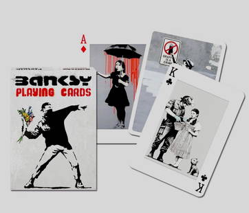 Rare BANKSY Graffiti Street Artist Playing Cards Deck: This is a Rare Full Deck of Playing Cards that has never been played with / It depicts the art of world renowned Graffiti Street Artist BANKSY / Multiple Photos Posted