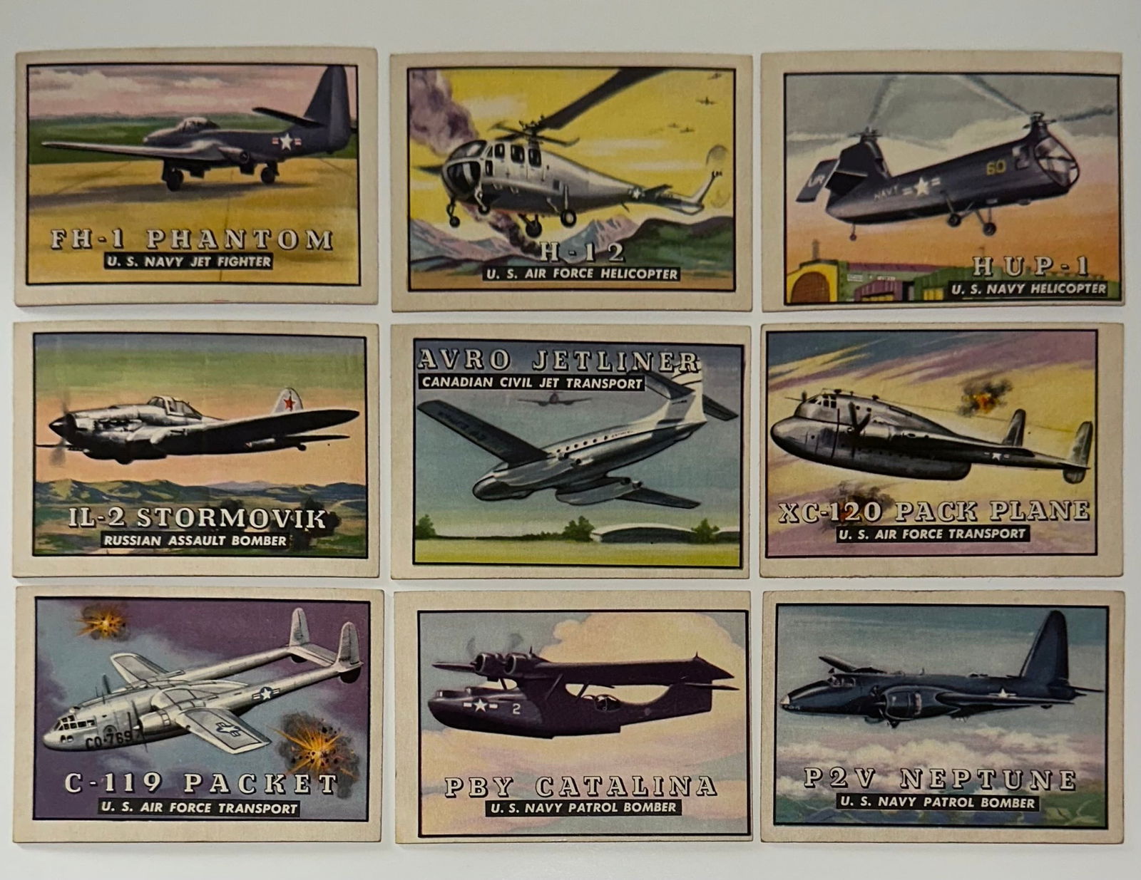Lot of 9 â€“ 1952 Topps Friends or Foes War Time Fighter Pilot Trading Cards GROUP A (1 of 3)