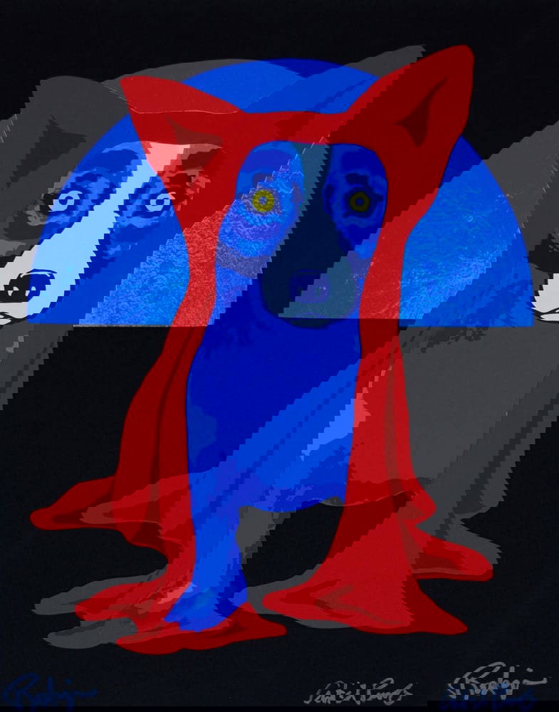 Blue Dog Art Print On Canvas 16 X 20 Auction