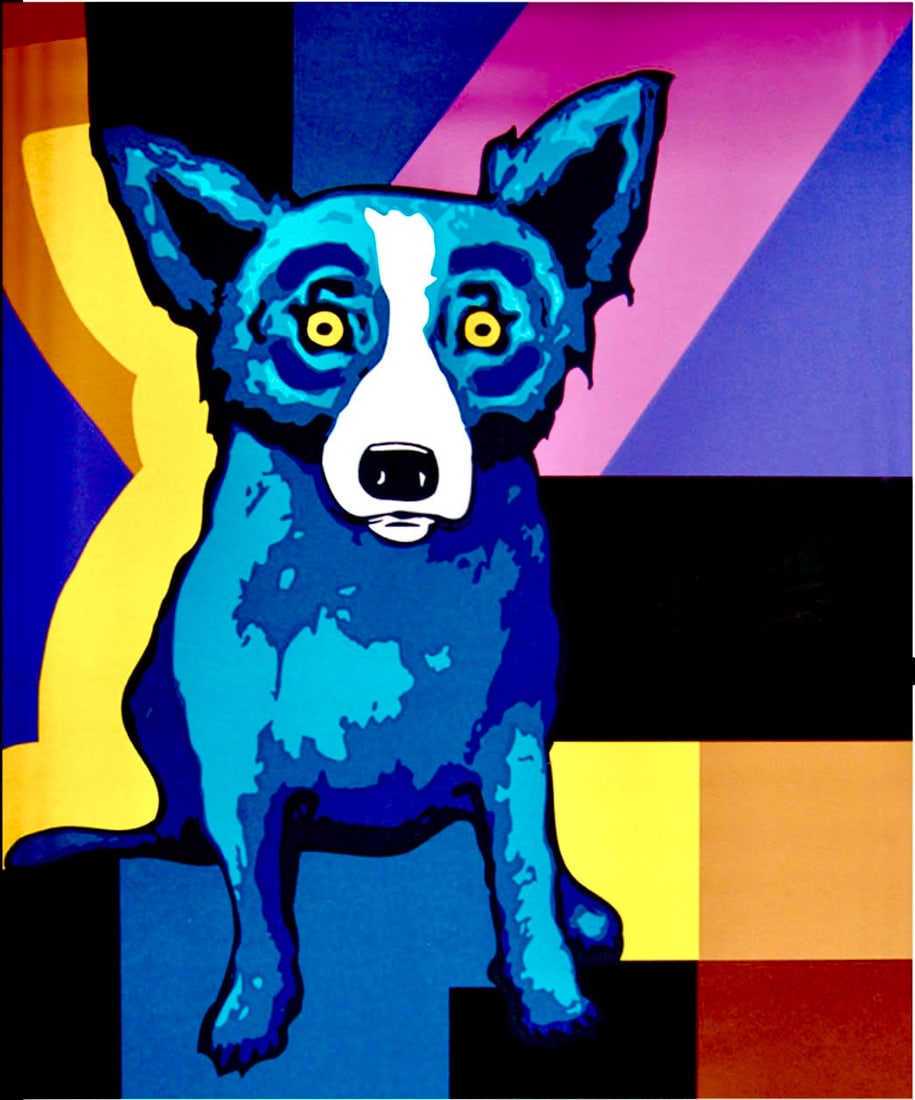 Blue Dog Art Print on Canvas 16 x 20: 16 X 20 - Does Not Come Framed / Shipped out in a Mailing Tube / This is Not an Original Oil / This is a Print