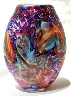 Stunning Imported MURANO Heavy Art Glass Vase with Gorgeous Colors: Spectacular Looking Vase – Perfect Condition – It stands approximately 14” Tall and VERY HEAVY – Multiple Photos Posted