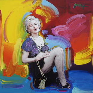 Marilyn Monroe Art on Canvas Print by Peter Max: 16 x 16 / Does Not Come Framed / Shipped in a Mailing Tube / This is a Decorative Print / This is Not an Original Oil and is Not Hand Signed by the Artist / In addition these should not be considered