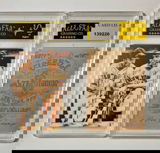 DiMaggio/Williams Signed Studio Art Baseball Card: Joe DiMaggio and Ted Williams Signed by Artist Studio Art Baseball Card / Gem Mint 10 / Great Looking Card