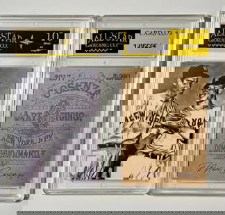 Joe DiMaggio and Mickey Mantle Signed Studio Art Baseball Card: Joe DiMaggio and Mickey Mantle Signed by Artist Studio Art Baseball Card / Gem Mint 10 / Great Looking Card