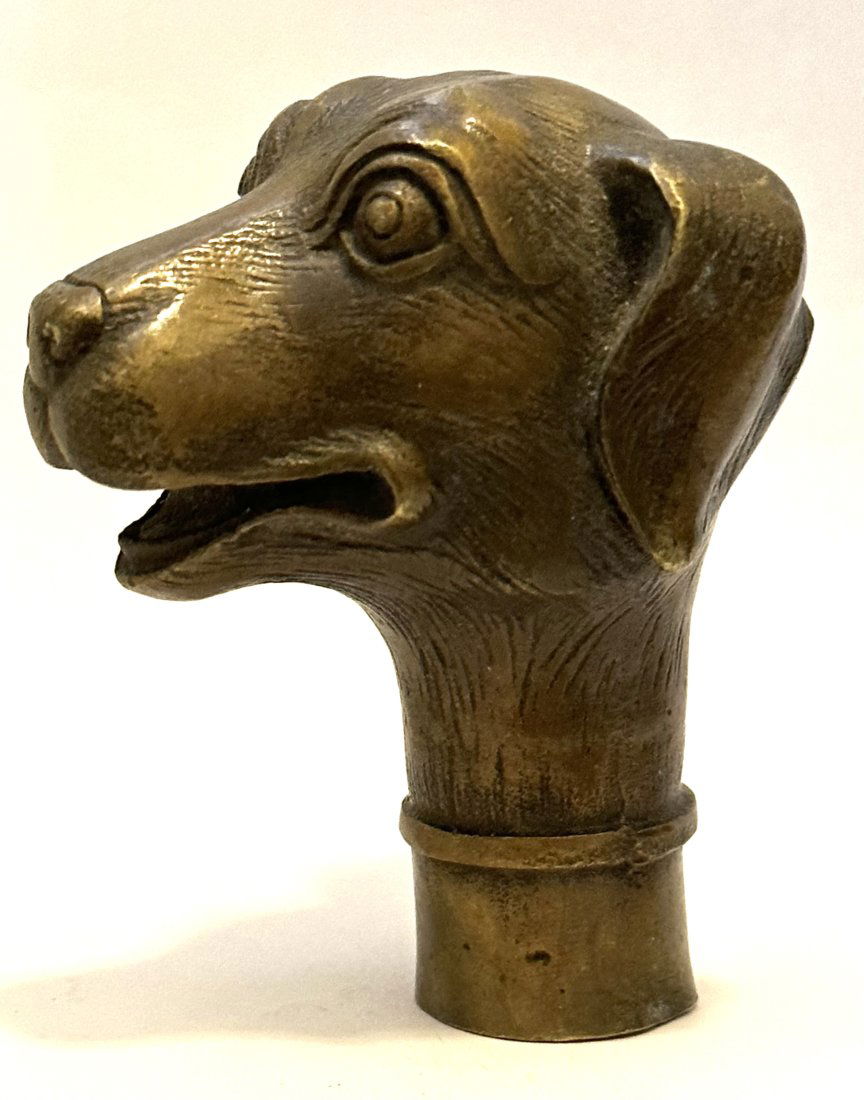 Vintage Ornate Bronze/Brass Dog Walking Cane Handle (1 of 4)