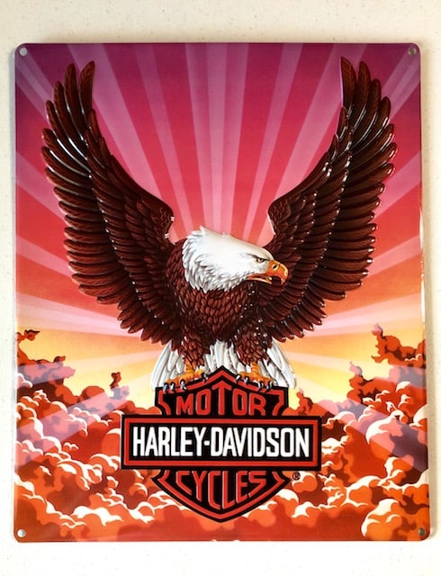 Official HARLEY DAVIDSON Embossed Tin Advertising Sign (1 of 1)