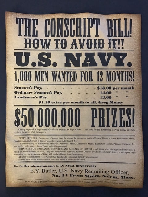 Civil War United States Navy Recruiting Poster (1 of 1)