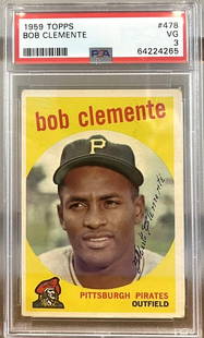 PSA Graded VG 1959 Topps ROBERTO CLEMENTE Baseball Card: Graded Very Good 3 – Multiple Photos Posted