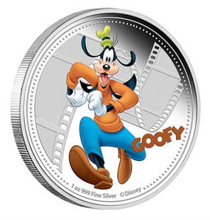 Walt Disney GOOFY 1oz Clad Silver Coin: Encapsulated / Collectible Novelty Disney Item / This Coin Does Not contain any Precious Metal Value / This is a Silver Plated Novelty Coin