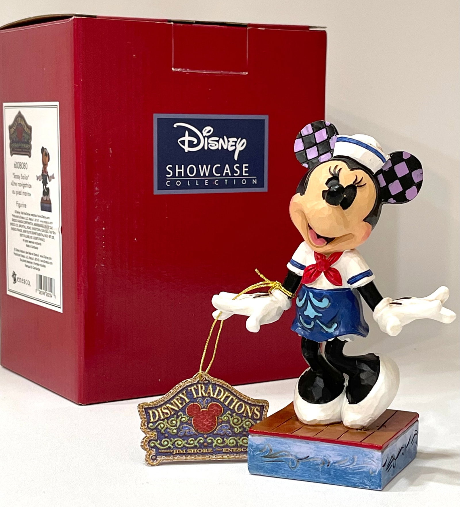 Disney Showcase Jim Shore MINNIE MOUSE Figurine w/Box: This Disney Showcase Minnie Mouse Figurine was Designed by JIM SHORE and is Titled SASSY SAILOR – It has Never Been Removed from the Original Box for Display – Mint in the Box m- Multiple Photos P