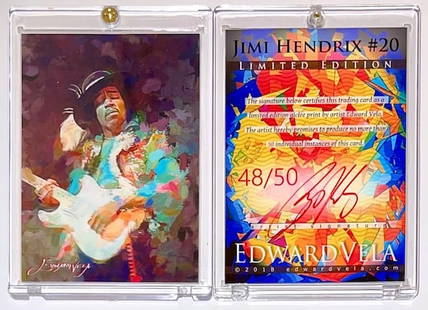 1 of 50 Artist Signed JIMI HENDRIX Giclee Art Card: Hand Signed and Numbered by Artist / Only 50 Made / These are Highly Collectible Giclee Print Art Cards / Encased and in Beautiful Condition / The Card in the Photograph is a stock photograph / The #