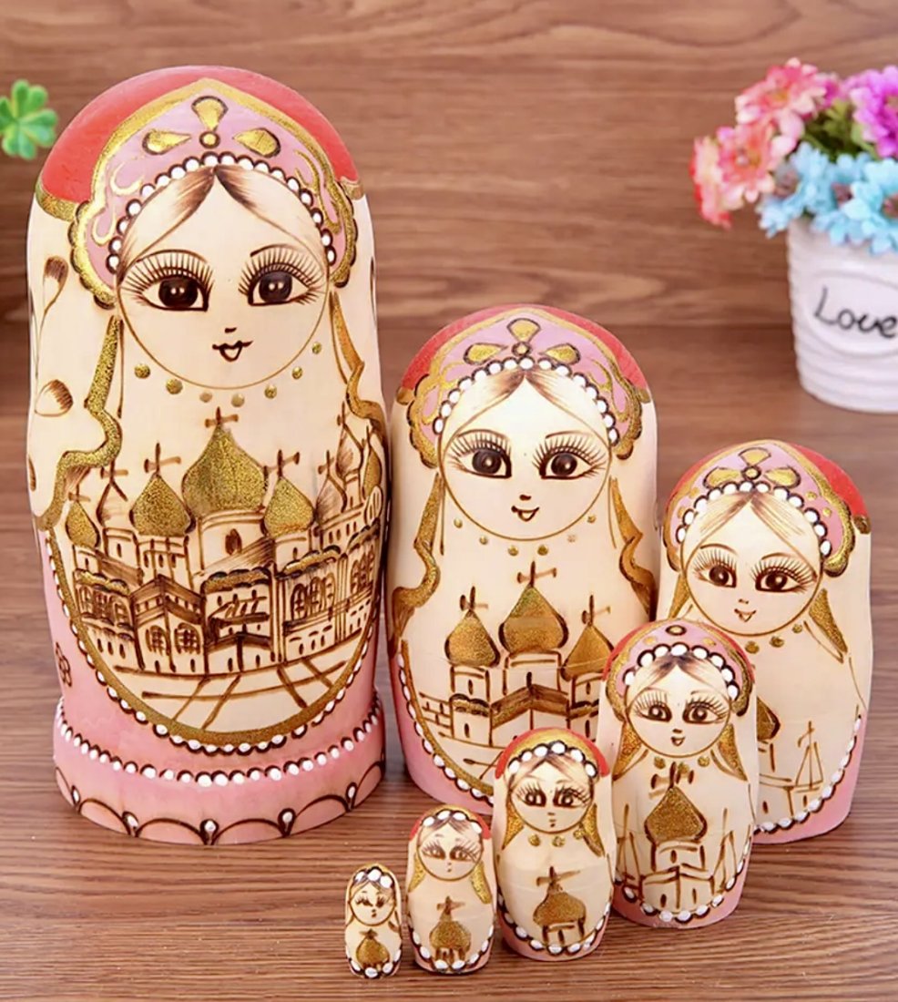 7pc Russian Made Hand Painted Matryoshka Nesting Dolls: Set of 7 – Great Set in Beautiful Condition