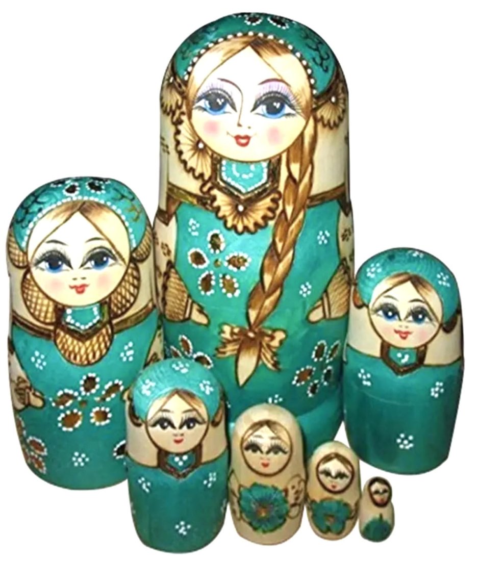 7pc Russian Made Hand Painted Matryoshka Nesting Dolls (1 of 1)