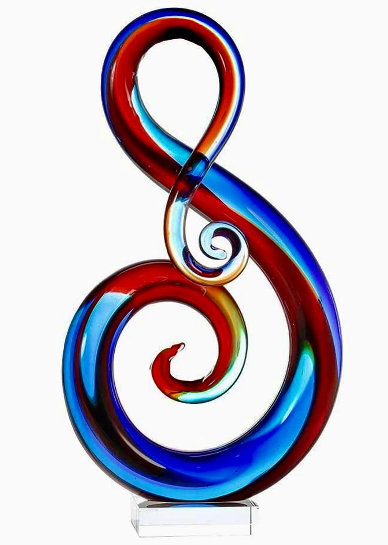 Beautiful 14 Inch tall Multi Colored MURANO Art Glass Music Note (1 of 4)
