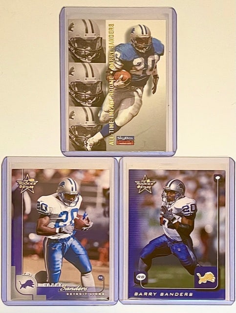 3 BARRY SANDERS Rookies and Stars Football Cards - B (1 of 2)