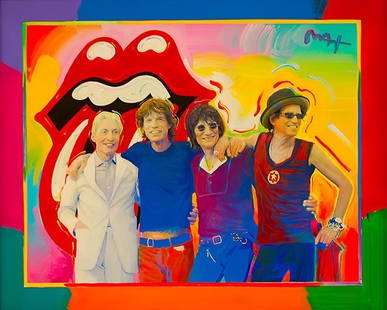 THE ROLLING STONES Art on Canvas Print by Peter Max: 16 x 20 / Does Not Come Framed / Shipped in a Mailing Tube / This is a Decorative Print / This is Not an Original Oil and is Not Hand Signed by the Artist / In addition these should not be considered