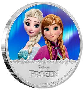 Walt Disney FROZEN 1oz Clad Silver Coin ANNA/ELSA: Encapsulated / Multiple Photos Posted