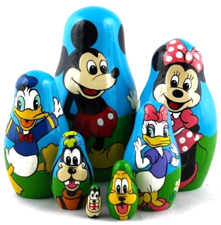 DISNEY Mickey Mouse & Friends Russian Nesting Dolls: Great Set of Russian Made Matryoshka Nesting Dolls featuring Mickey Mouse and Friends