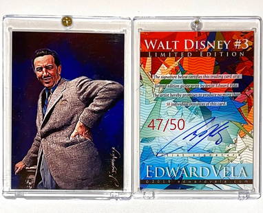 1 of only 50 Made Artist Signed WALT DISNEY Art Card: WALT DISNEY / Hand Signed and Numbered by the Artist Giclee Print Art Card / ONLY 50 Made / Encased