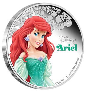 Walt Disney ARIEL 1oz Clad Silver Coin: Encapsulated / Collectible Novelty Disney Item / This Coin Does Not contain any Precious Metal Value / This is a Silver Plated Novelty Coin