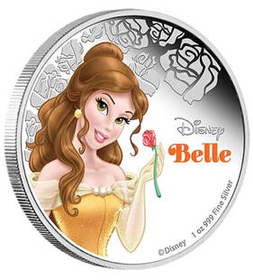 Walt Disney BELLE 1oz Clad Silver Coin: Encapsulated / Collectible Novelty Disney Item / This Coin Does Not contain any Precious Metal Value / This is a Silver Plated Novelty Coin