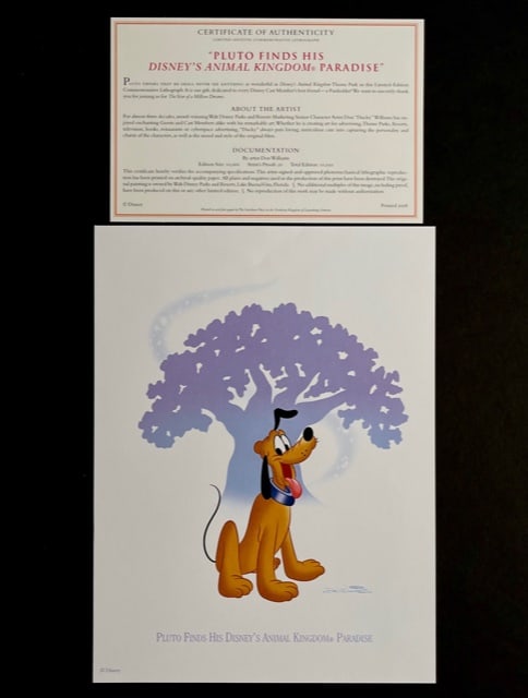 Walt Disney PLUTO Lithograph by Don Williams w/COA (1 of 1)