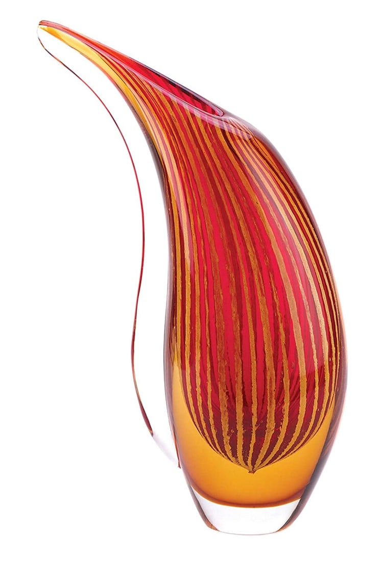 Gorgeous MURANO Crimson Red Flared Blown Art Glass Vase (1 of 1)