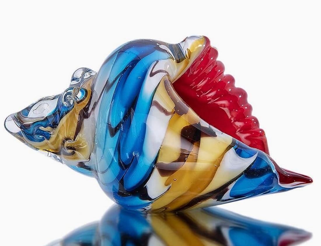 Gorgeous MURANO Art Glass Multi Color SEASHELL (1 of 2)