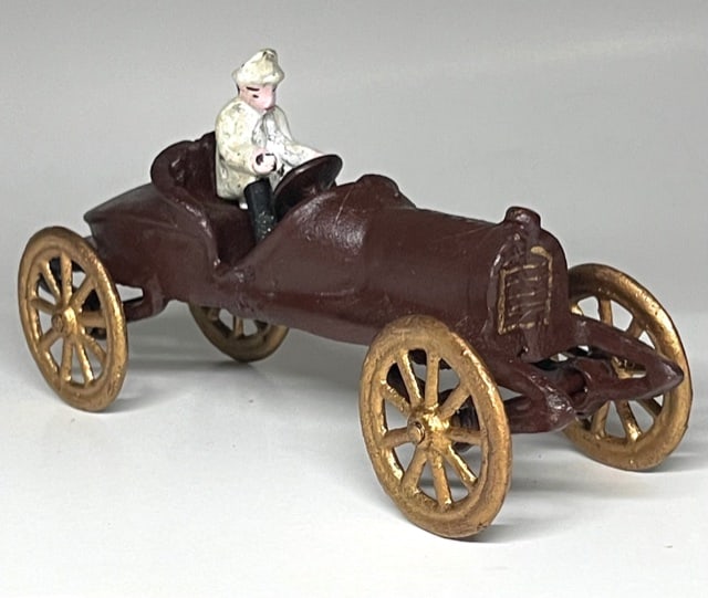 Vintage Cast Iron Arcade Antique Race Car with Driver (1 of 6)