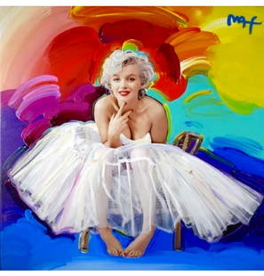 Marilyn Monroe Art on Canvas Print by Peter Max: 16 x 16 / Does Not Come Framed / Shipped in a Mailing Tube / This is a Decorative Print / This is Not an Original Oil and is Not Hand Signed by the Artist / In addition these should not be considered