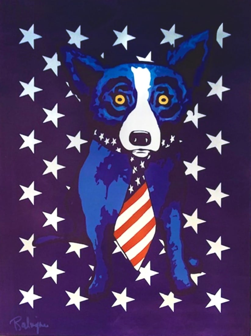 Blue Dog Art Print on Canvas 16 x 20 (1 of 1)
