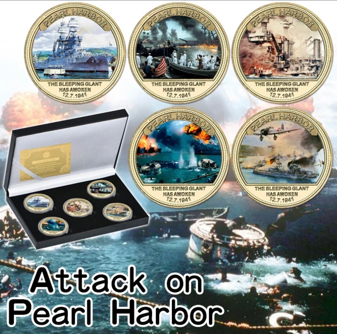 WW2 Attack on Pearl Harbor Gold Clad Commemorative Coin Set (1 of 3)