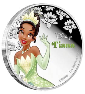 Walt Disney TIANA 1oz Clad Silver Coin: Encapsulated / Collectible Novelty Disney Item / This Coin Does Not contain any Precious Metal Value / This is a Silver Plated Novelty Coin