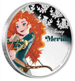 Walt Disney MERIDA 1oz Clad Silver Coin: Encapsulated / Collectible Novelty Disney Item / This Coin Does Not contain any Precious Metal Value / This is a Silver Plated Novelty Coin