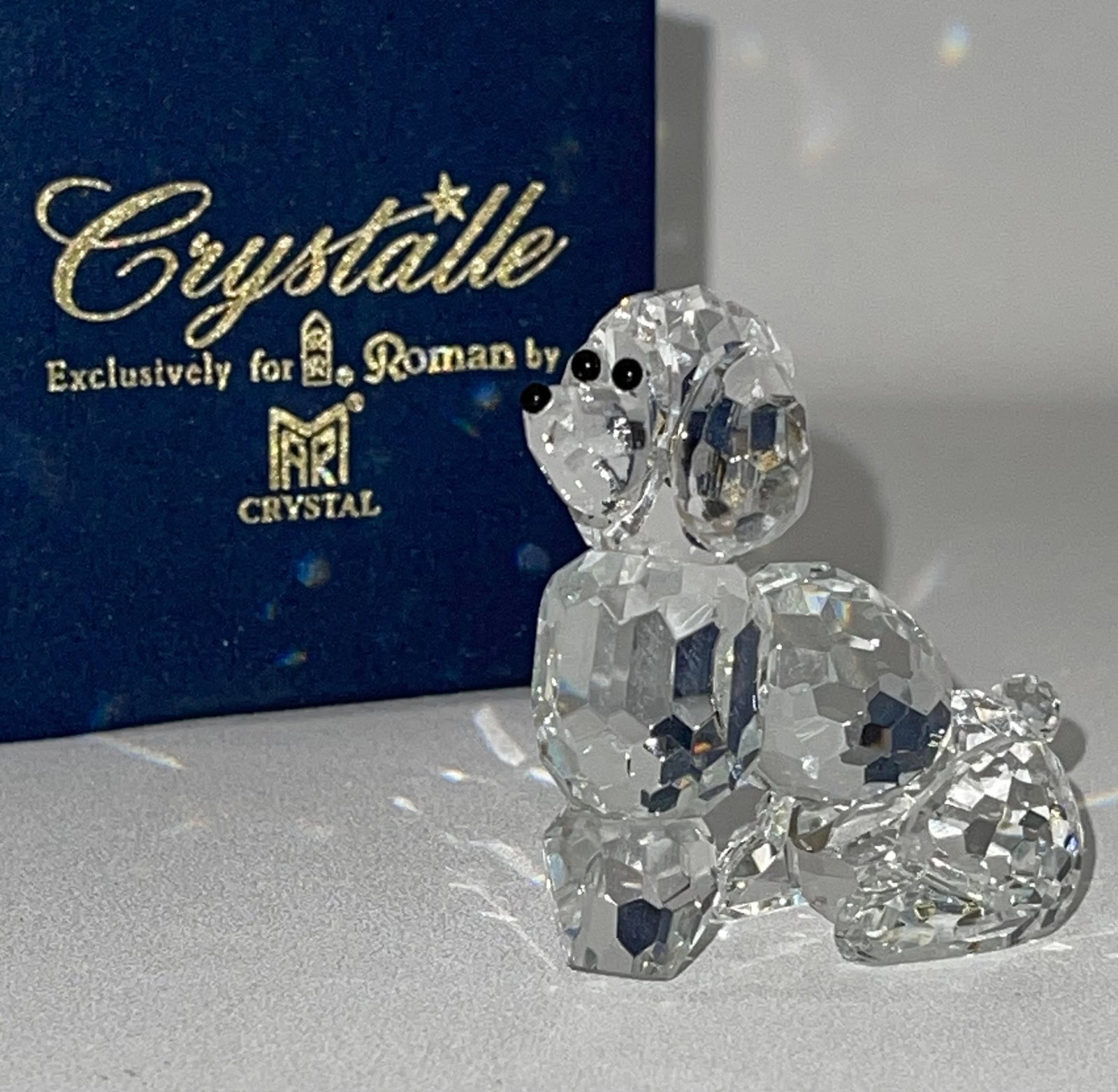 Swarovski style Crystal Poodle Dog by Roman w/Box: This is a Beautiful Piece with Original Box by Crystalle Exclusively for Roman Crystal – It is in perfect condition