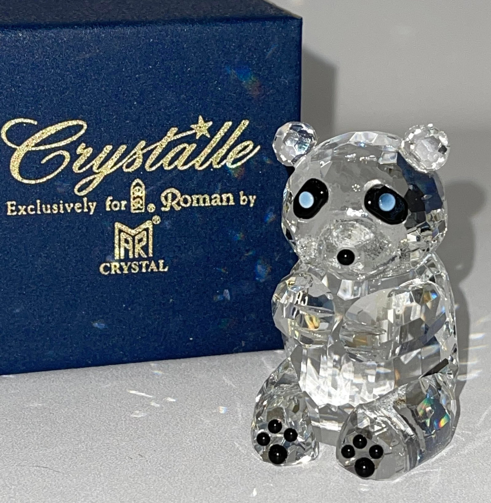 Swarovski style Crystal KOALA/PANDA BEAR by Roman w/Box: This is a Beautiful Piece with Original Box by Crystalle Exclusively for Roman Crystal – It is in perfect condition