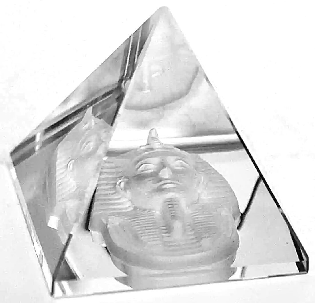 Swarovski style Crystal Pyramid of King Tut by Roman w Original Box: This is a Beautiful Piece with Original Box by Crystalle Exclusively for Roman Crystal – It is in perfect condition