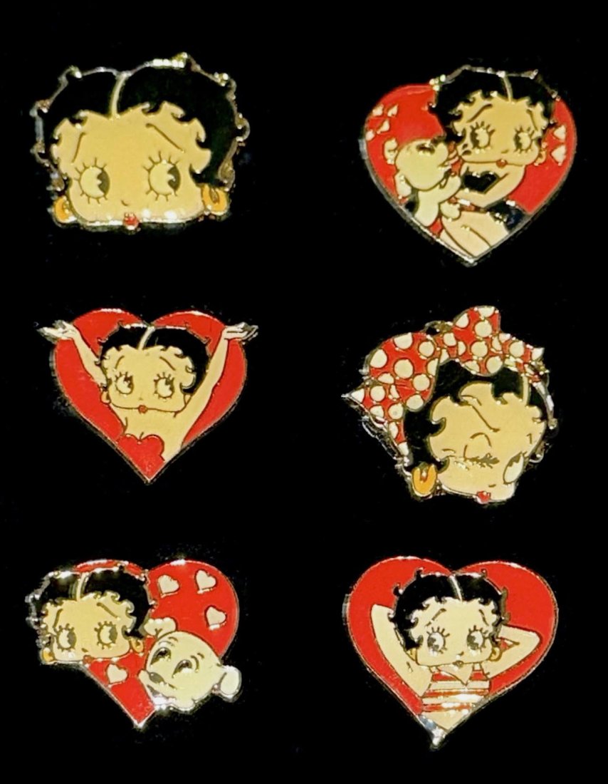 Lot of 6 Vintage New Old Stock BETTY BOOP Point of Sale Enameled Rings: LOT OF 6