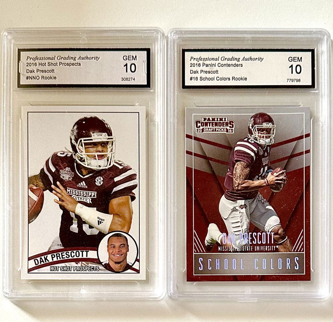 Lot of 2 Gem Mint 10 Dak Prescott Rookie Football Cards (1 of 2)