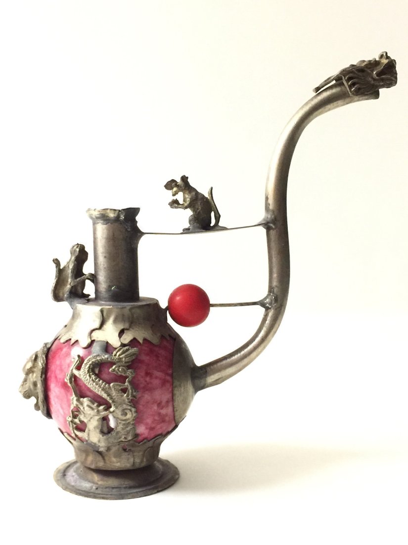 Early Chinese Folk-Art style Tibetan Silver Opium Pipe (1 of 4)