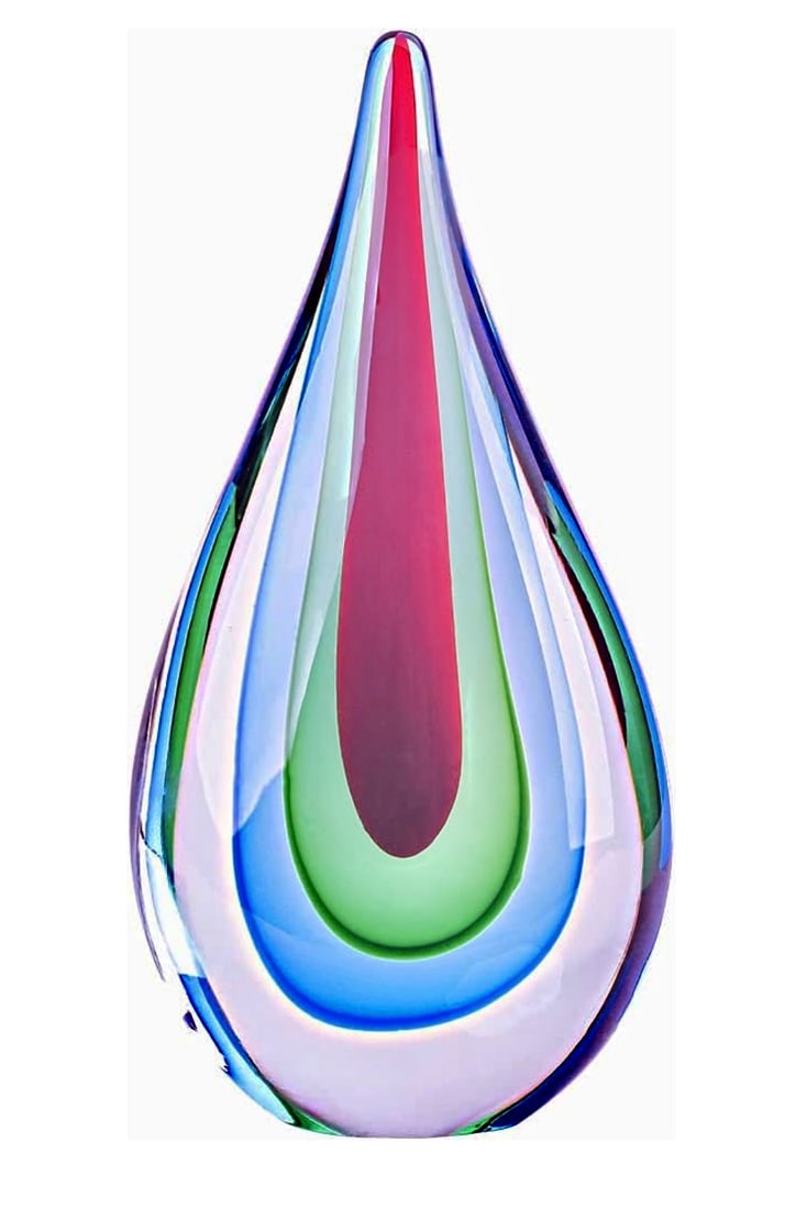Beautiful MURANO Art Glass Multi Colored Teardrop Sculpture: Great Looking Piece – Approximately 8” Tall – Beautiful Condition