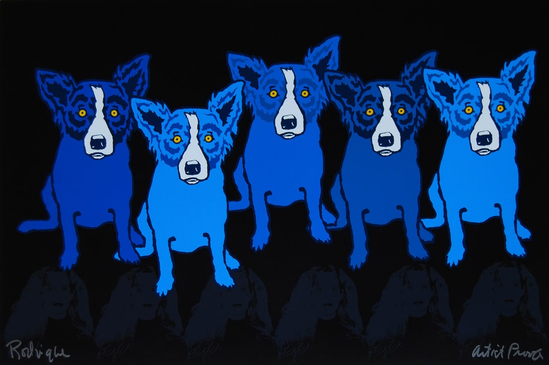 Blue Dog Art Print on Canvas 16 x 22: 16 x 22 – Does Not Come Framed – Will be shipped out in a Mailing Tube – This is Not an Original Oil – This is a Decorative Print and Should Not be Purchased as an Investment