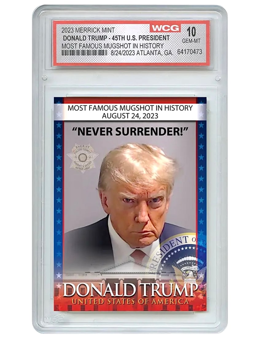 Gem Mint 10 DONALD TRUMP Famous Mugshot Trading Card: Must have for any Donald Trump supporter - Multiple Photos Posted