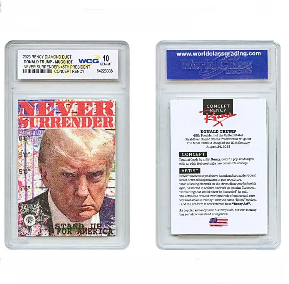 Gem 10 DONALD TRUMP Rency Diamond Dust Art Trading Card: Must have for any Donald Trump supporter - Multiple Photos Posted