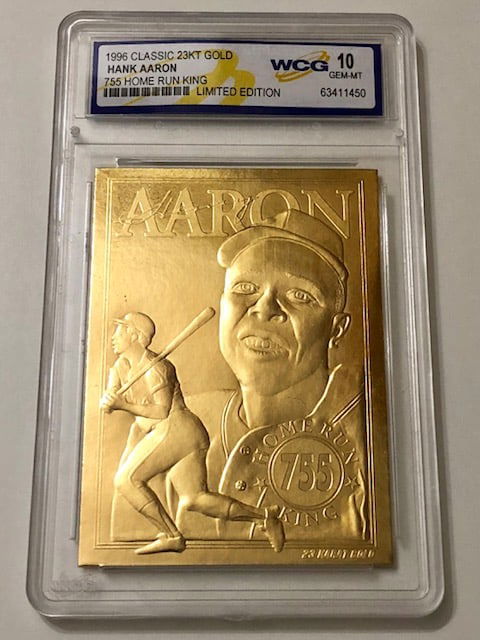 Limited Edition 23k Gold Foil HANK AARON Home Run King Baseball Card (1 of 1)